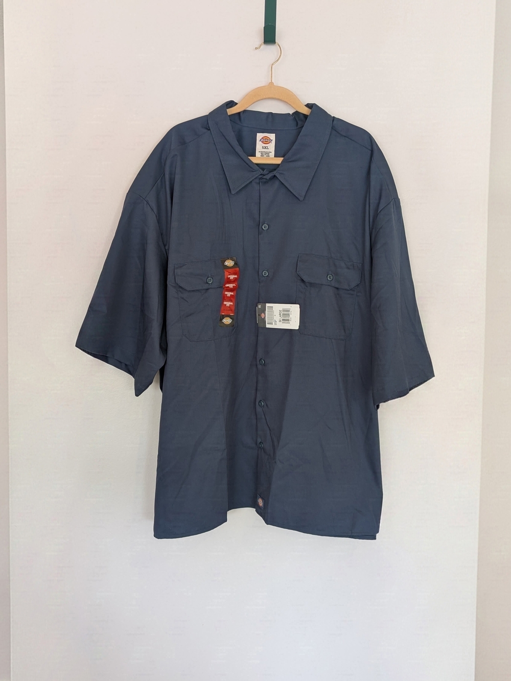 NWT Dickies Men's Short Sleeve Work Shirt Blue 5XL Original Fit Button Down